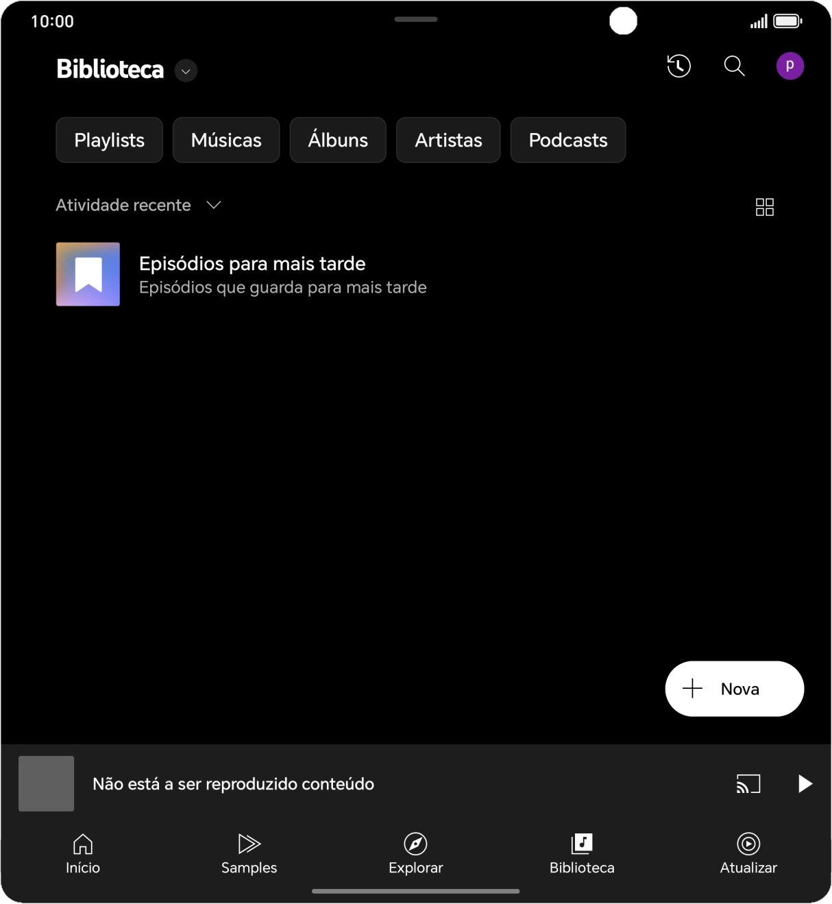 Prima a lista suspensa.