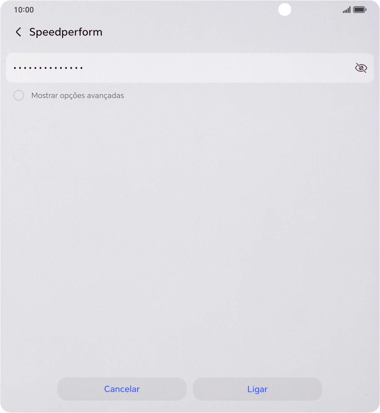 Introduza a password da rede Wi-Fi e prima Ligar.