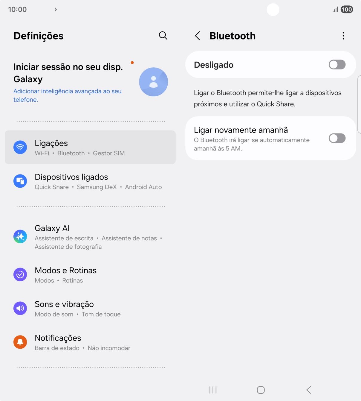 Prima o indicador para ativar a função.