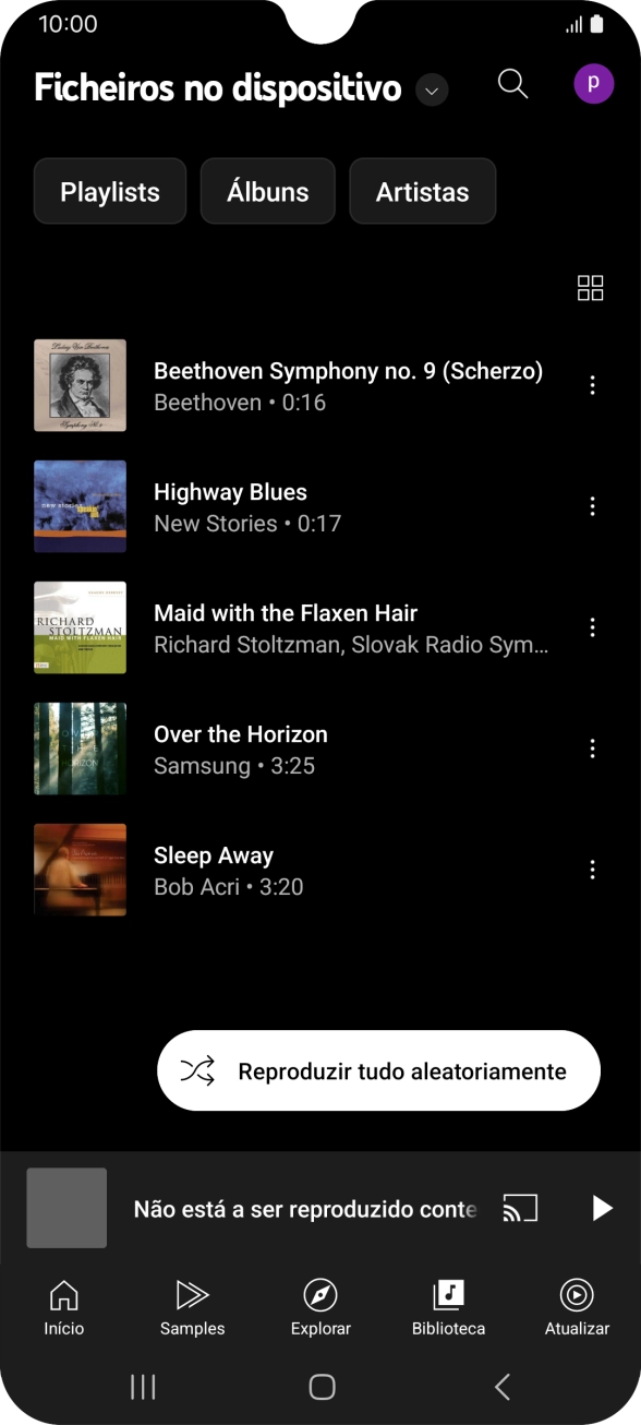 Prima o ficheiro de música pretendido.