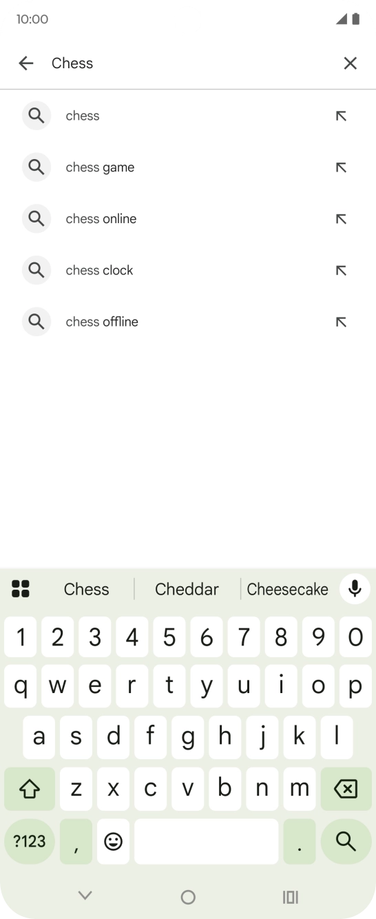 Introduza o nome ou categoria da app pretendida e prima o ícone para pesquisar.