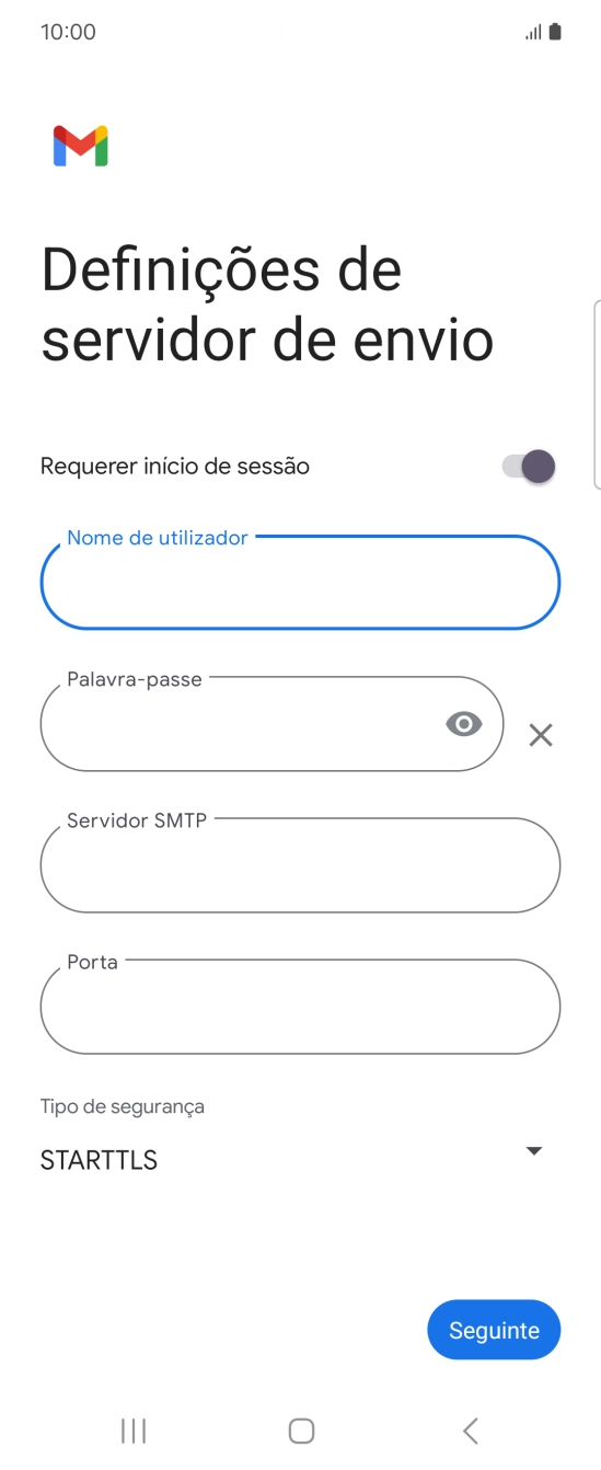 Prima Palavra-passe e introduza a password da sua conta de e-mail na Vodafone.