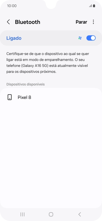 Prima o dispositivo Bluetooth pretendido e siga as indicações no ecrã para emparelhar o dispositivo pretendido com o telefone.