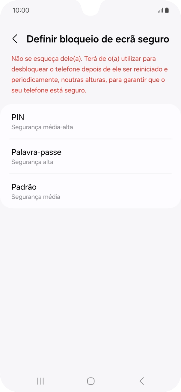 Prima o código de bloqueio do telefone pretendido e siga as indicações no ecrã para estabelecer um código de bloqueio adicional.
