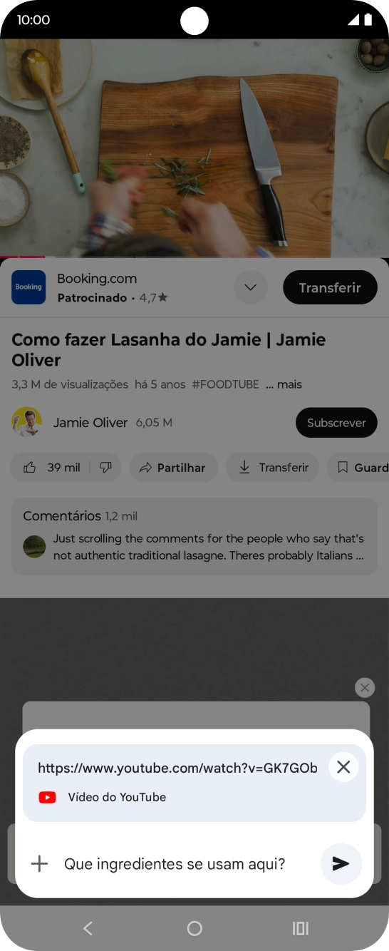 Siga as indicações no ecrã para escrever ou ditar a pergunta pretendida para o vídeo.