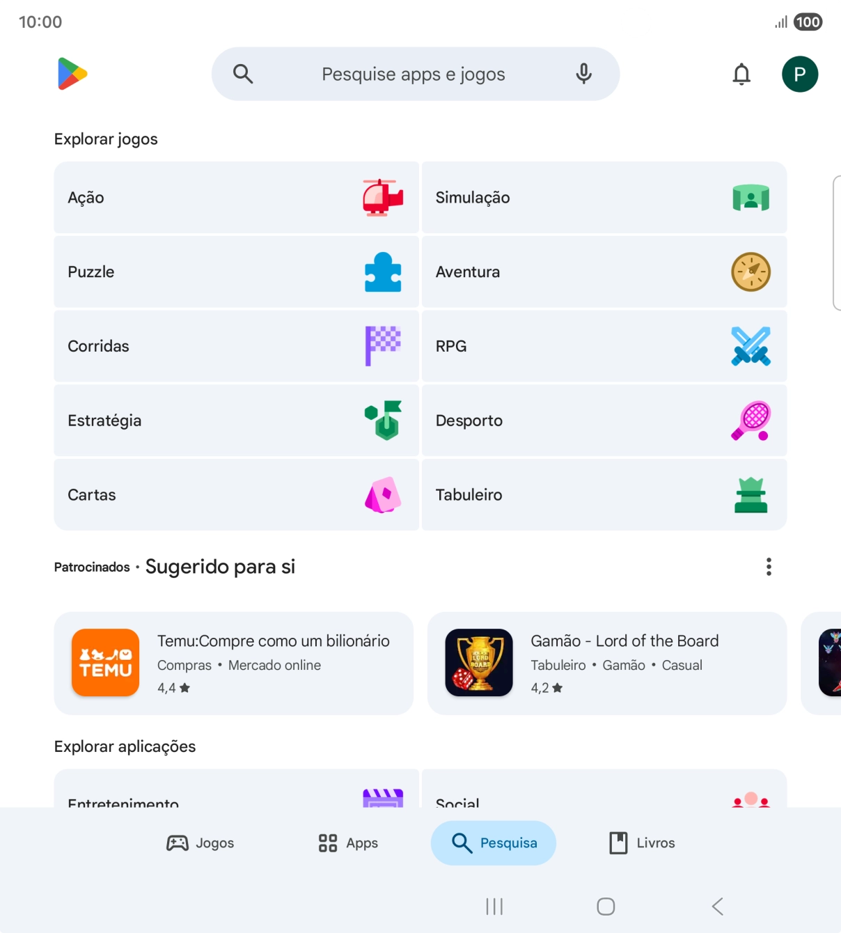 Prima a caixa de pesquisa.