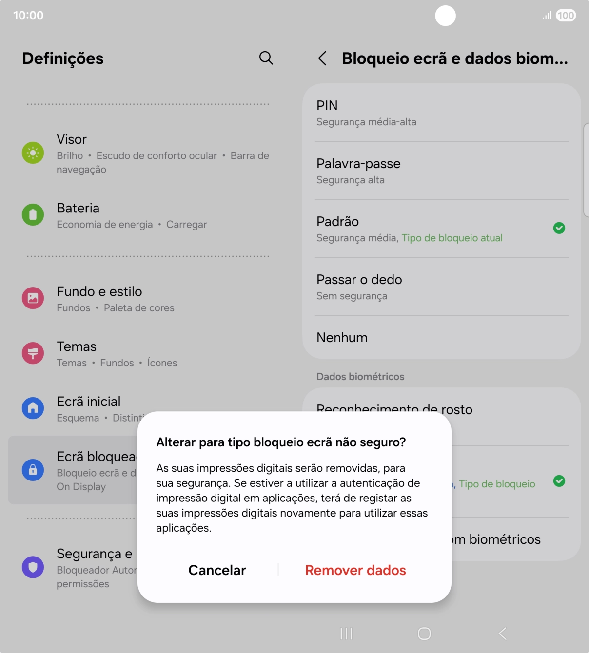 Prima Remover dados.
