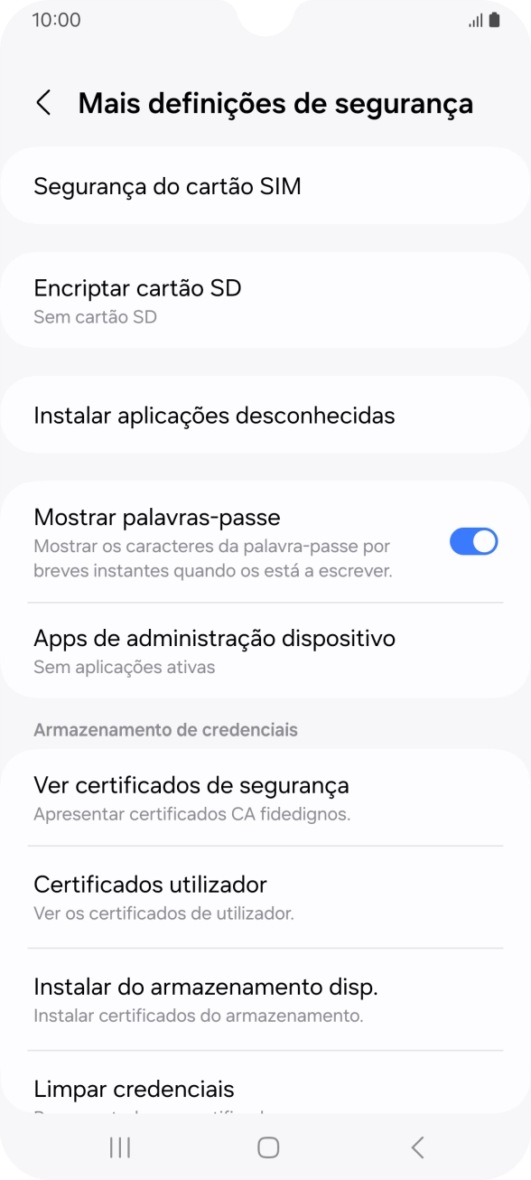 Prima Segurança do cartão SIM.