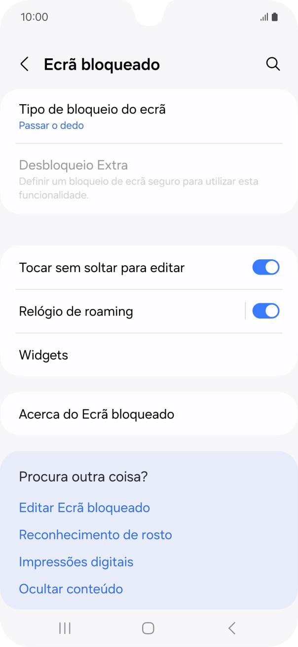 Prima Tipo de bloqueio do ecrã.