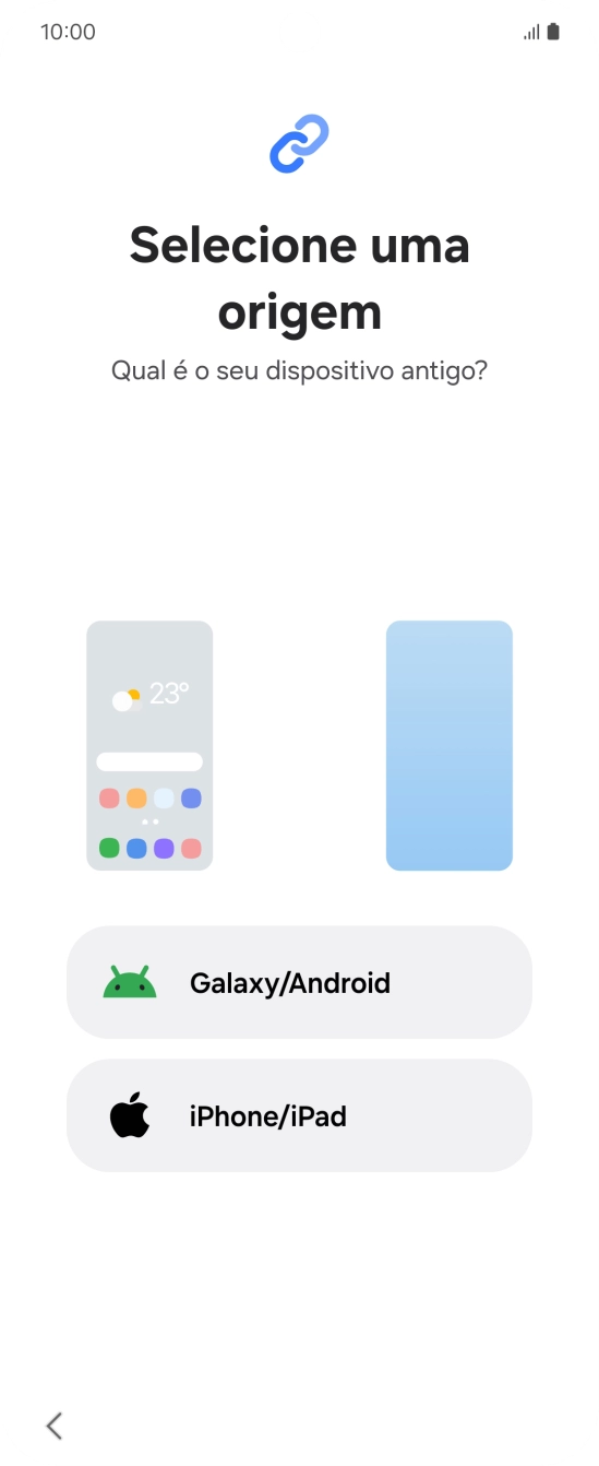 Prima a definição pretendida e siga as indicações no ecrã para transferir conteúdo de outro telefone.