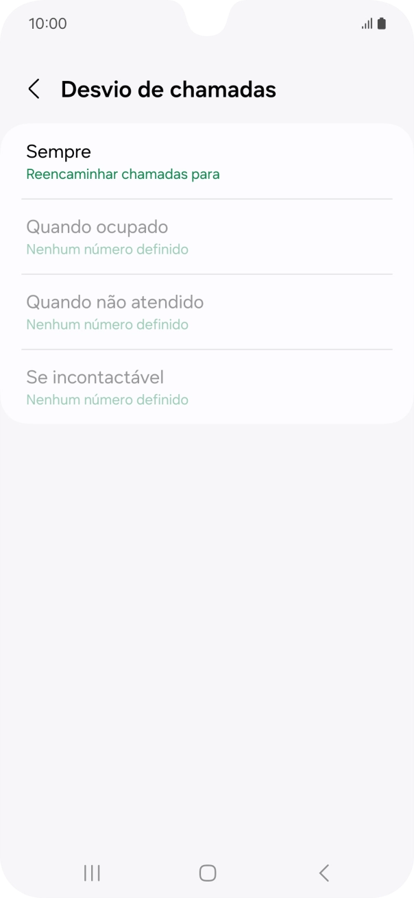 Prima o tipo de desvio pretendido.