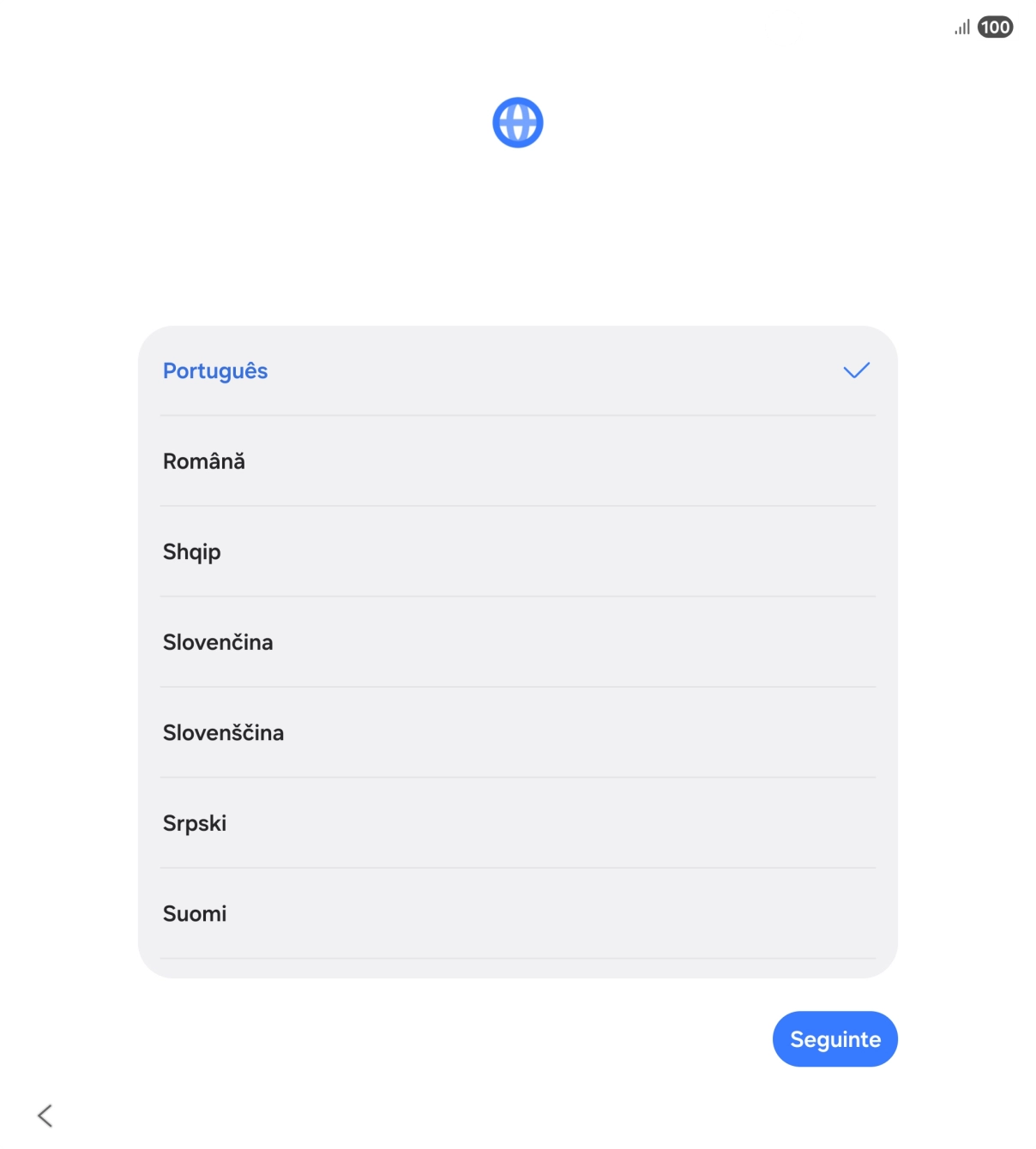 Prima o idioma pretendido.