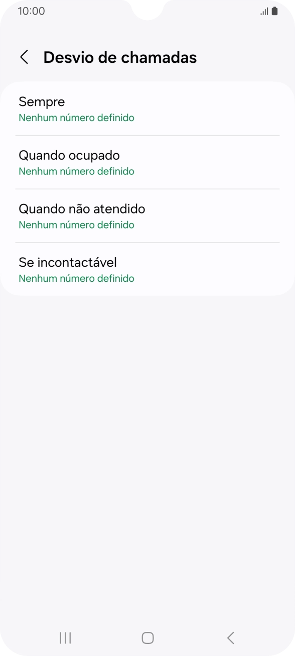 Prima o tipo de desvio pretendido.