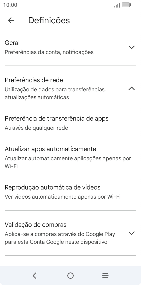 Prima Atualizar apps automaticamente.
