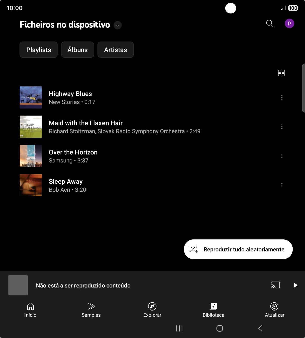 Prima o ficheiro de música pretendido.