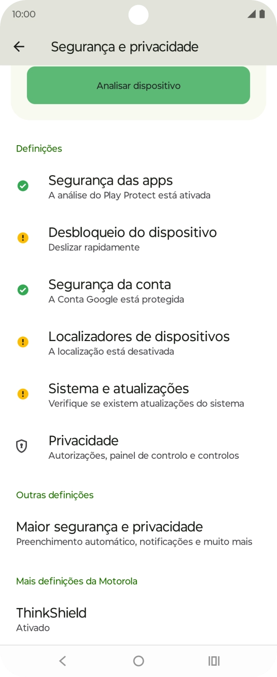 Prima Desbloqueio do dispositivo.