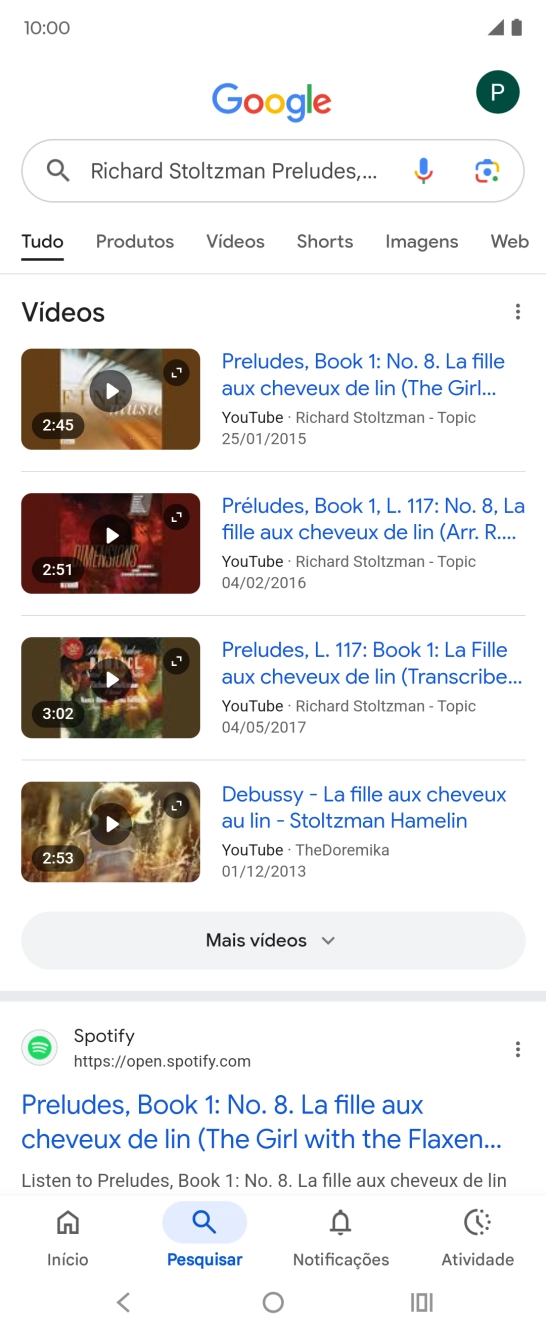 Siga as indicações no ecrã  para utilizar os resultados da pesquisa.