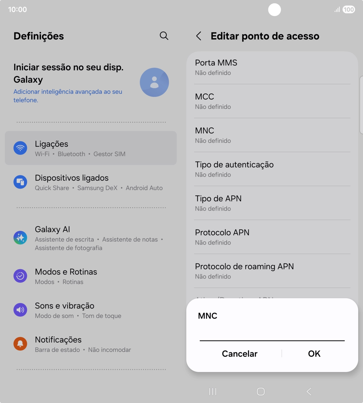 Introduza 01 e prima OK.