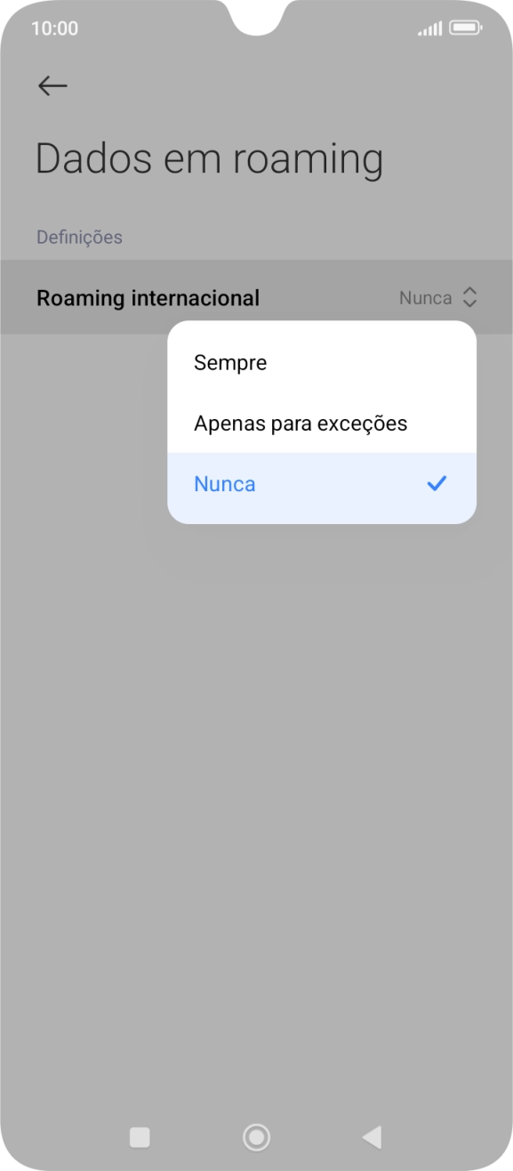 Prima a definição pretendida para ativar ou desativar a função.