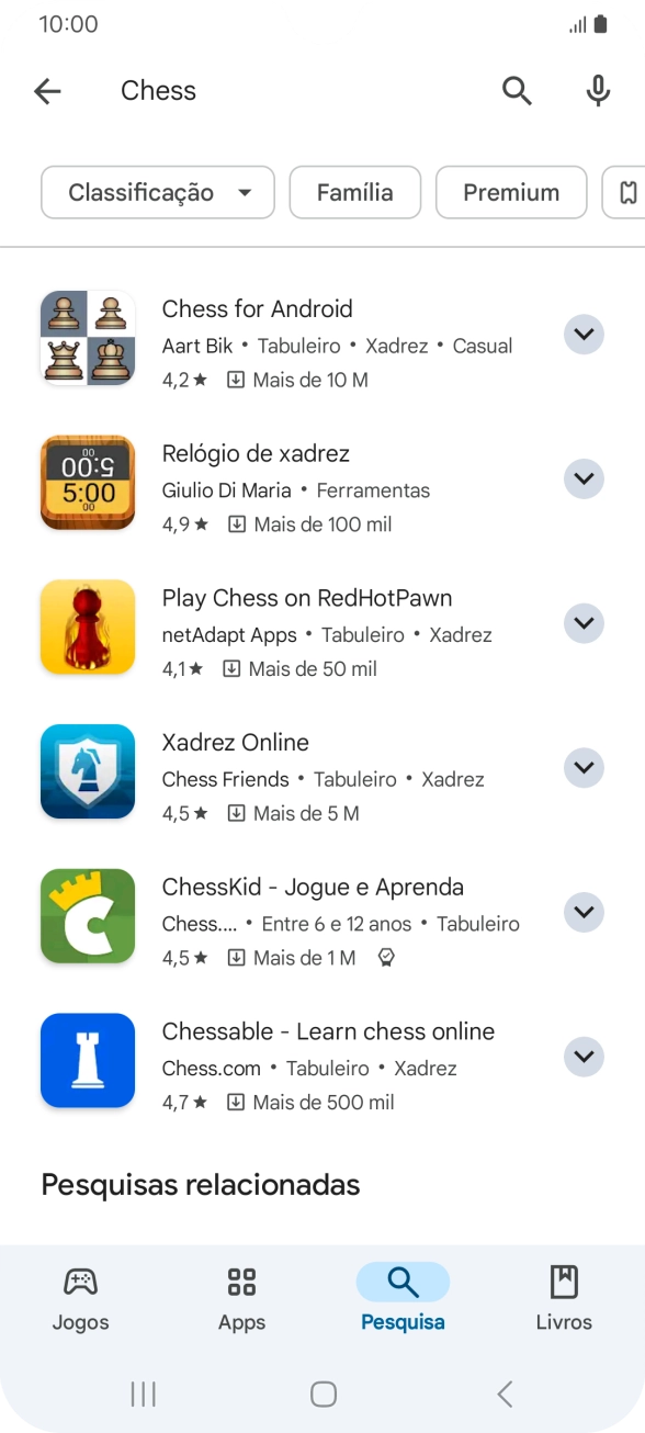 Prima a app pretendida.
