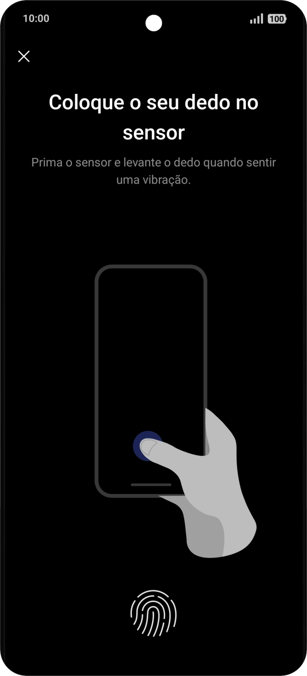 Siga as indicações no ecrã para definir a impressão digital como código de bloqueio.