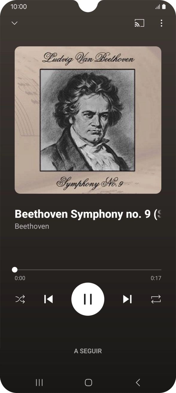 Prima a seta para a direita para ir para o ficheiro de música seguinte.