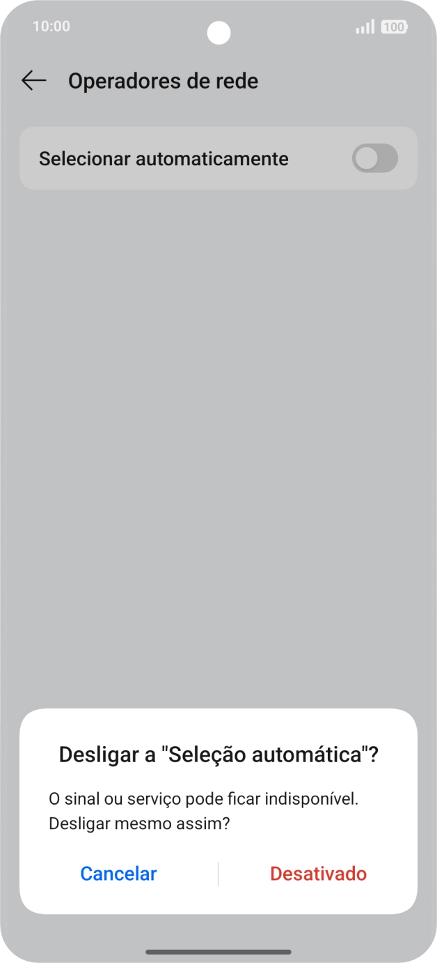 Prima Desativado para desativar a função e aguarde enquanto o telefone procura as redes.