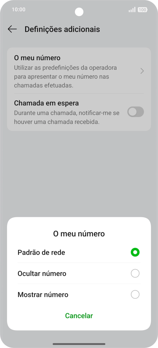 Prima Mostrar número para ativar a visualização do seu número.