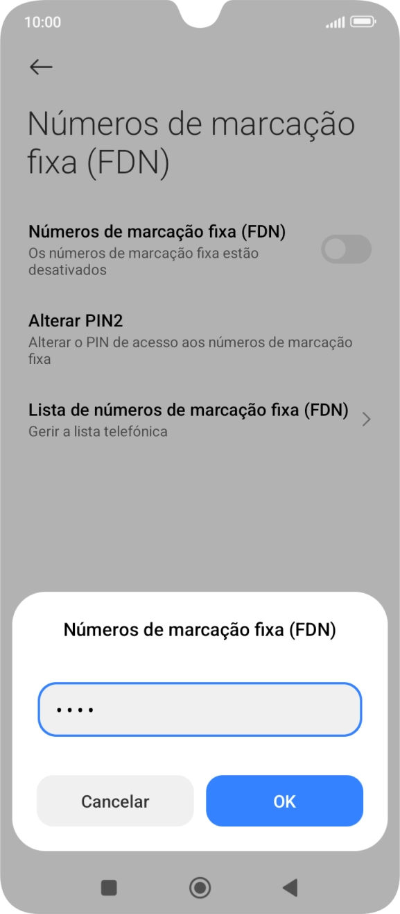 Introduza o código PIN2 e prima OK.
