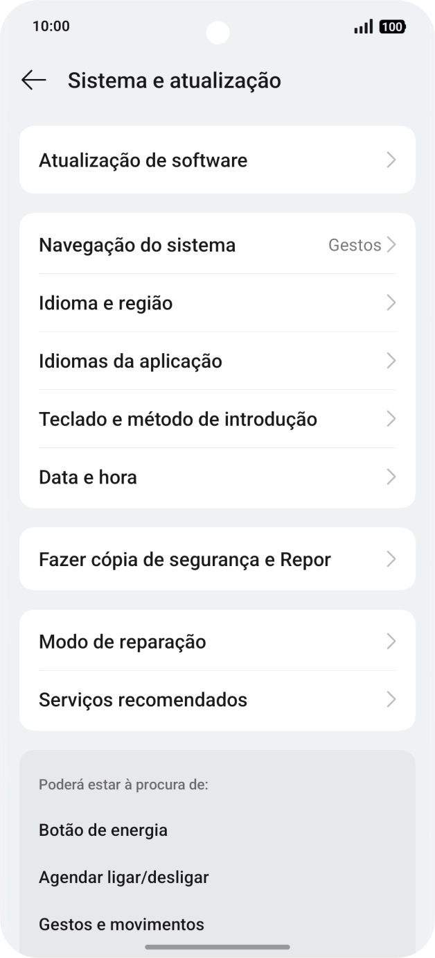 Prima Atualização de software. Se existir uma nova versão de software disponível, será agora indicado no ecrã. Siga as indicações no ecrã para atualizar o software do telefone.