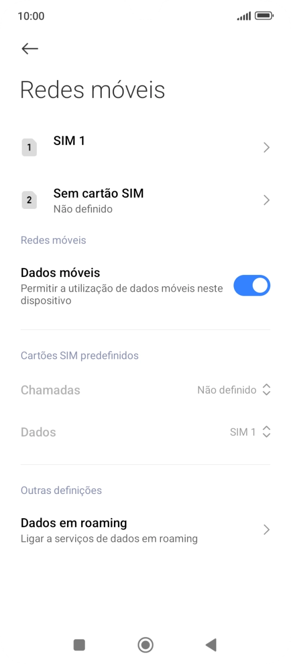 Prima o nome do cartão SIM.