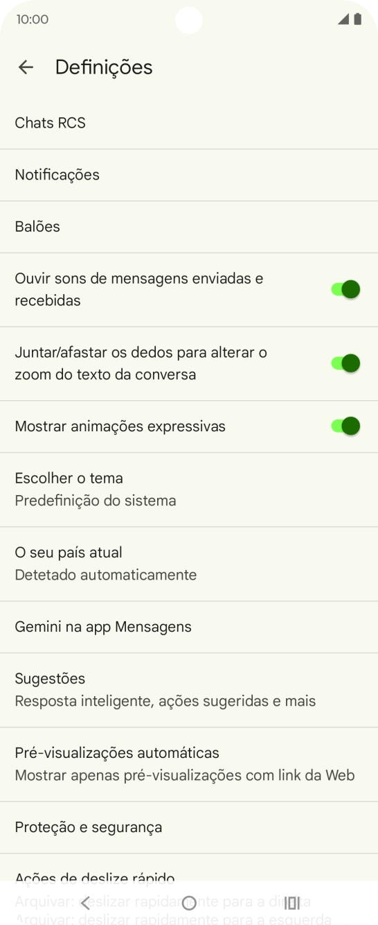 Prima Gemini na app Mensagens.