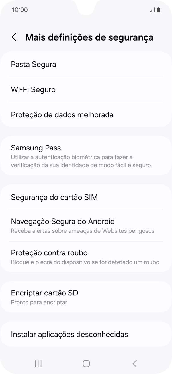 Prima Segurança do cartão SIM.