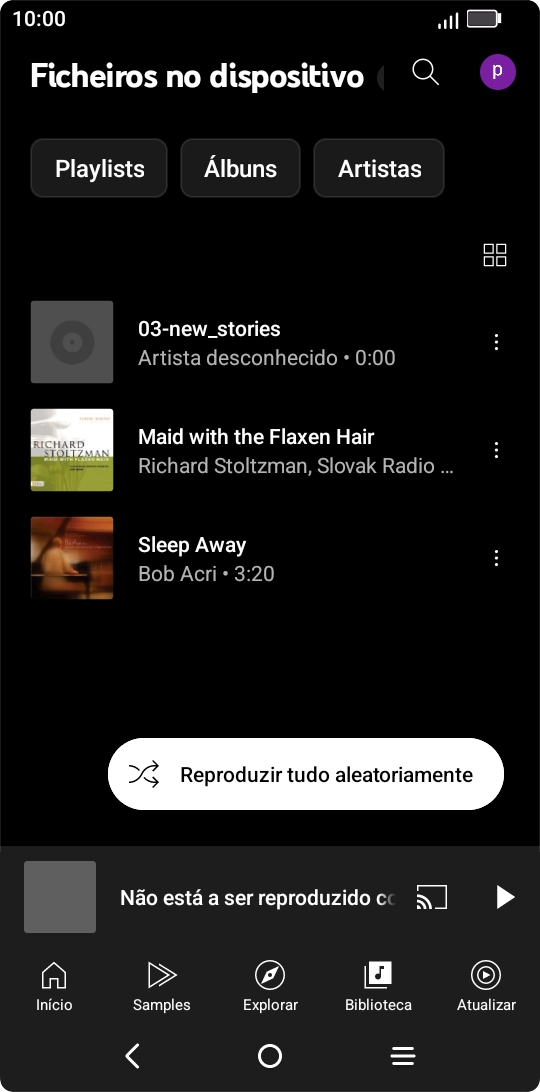 Prima o ficheiro de música pretendido.