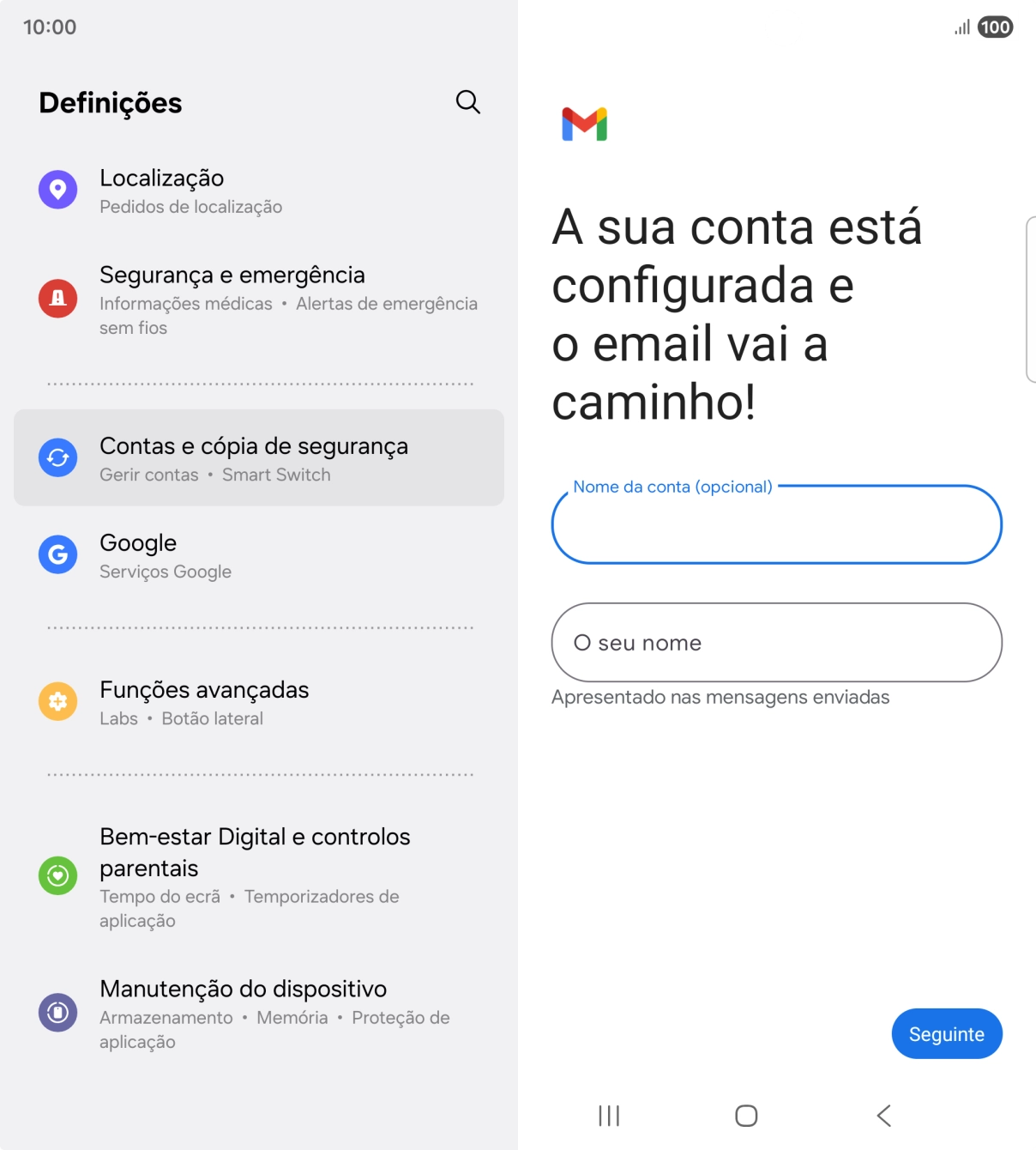 Prima O seu nome e introduza o nome do remetente pretendido.