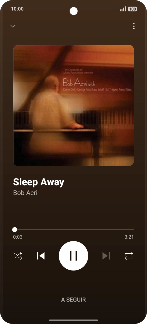 Prima a seta para a direita para ir para o ficheiro de música seguinte.