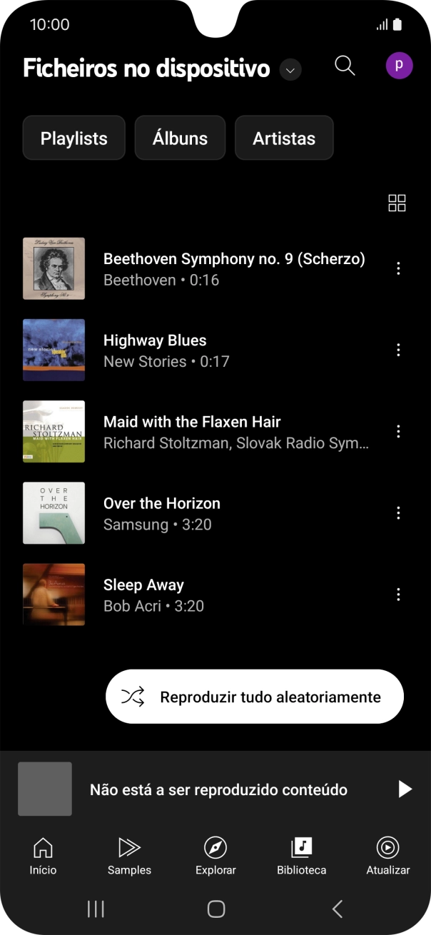 Prima o ficheiro de música pretendido.
