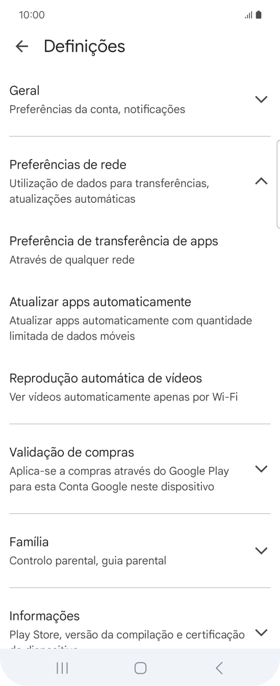 Prima Atualizar apps automaticamente.