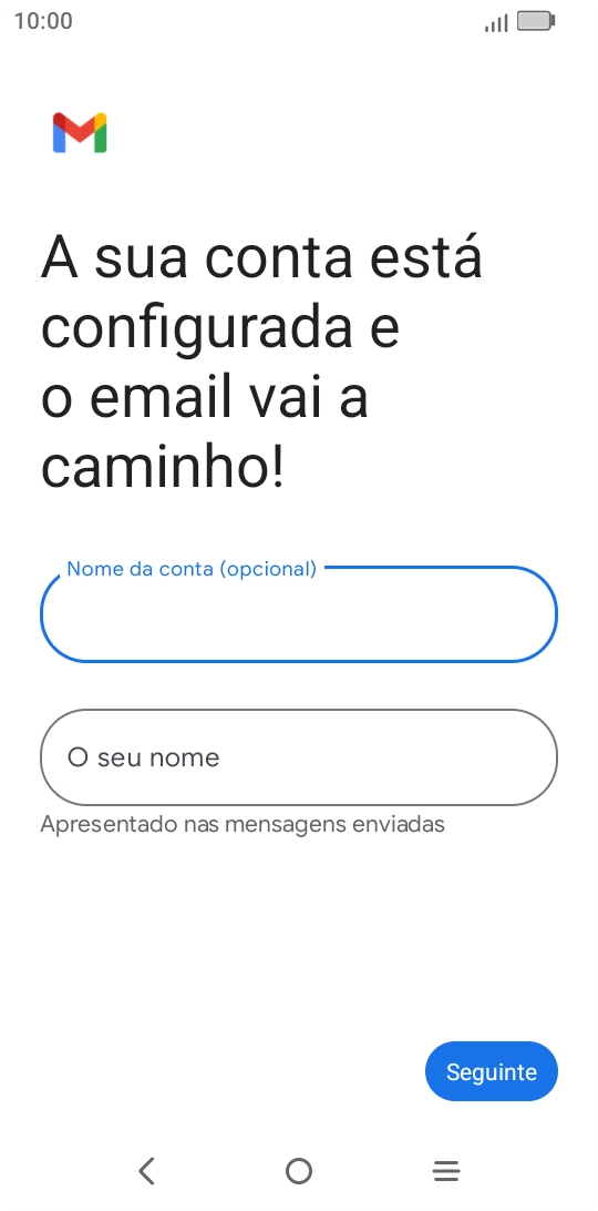Prima O seu nome e introduza o nome do remetente pretendido.