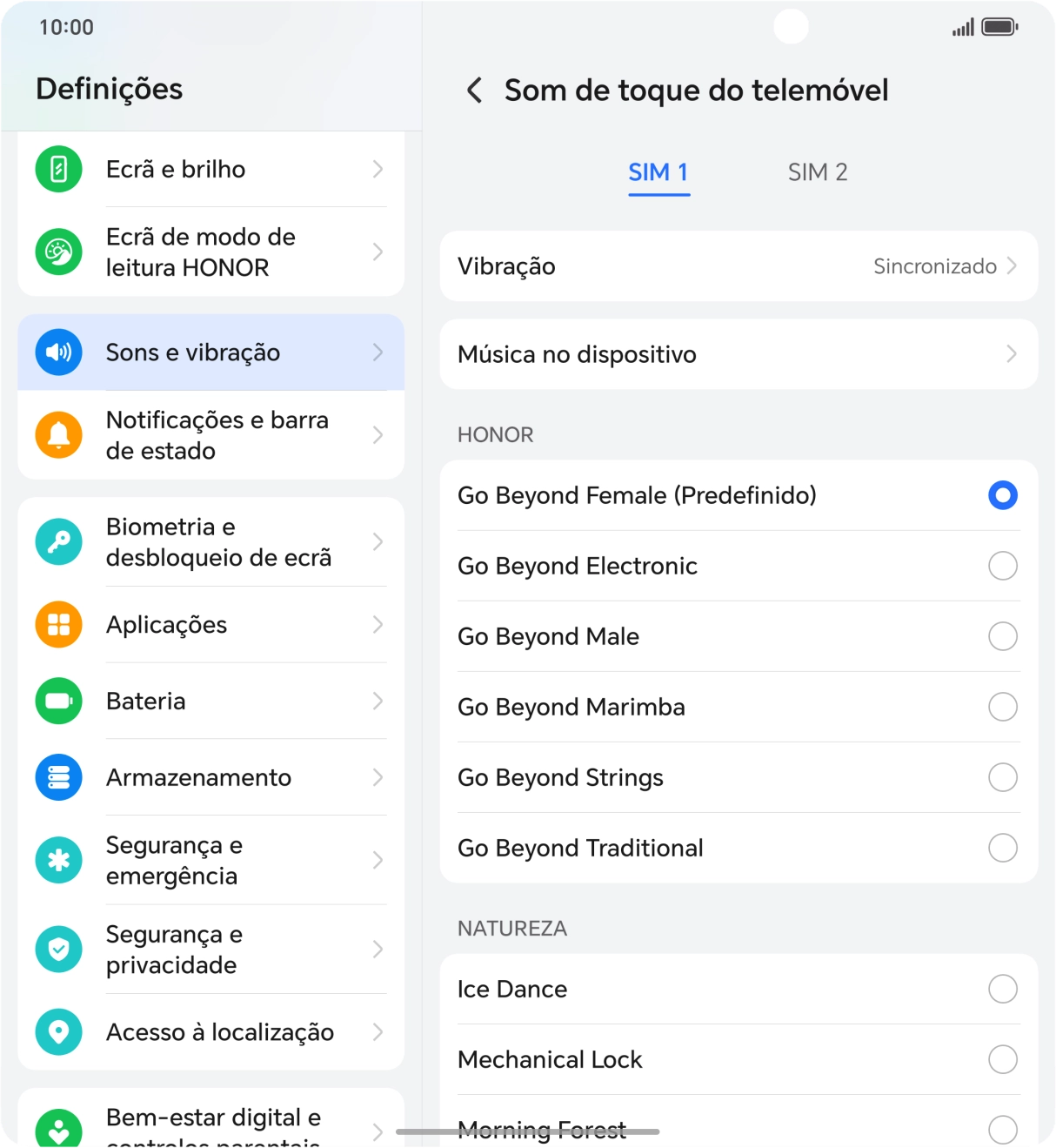 Prima os tons de toque pretendidos para os ouvir.