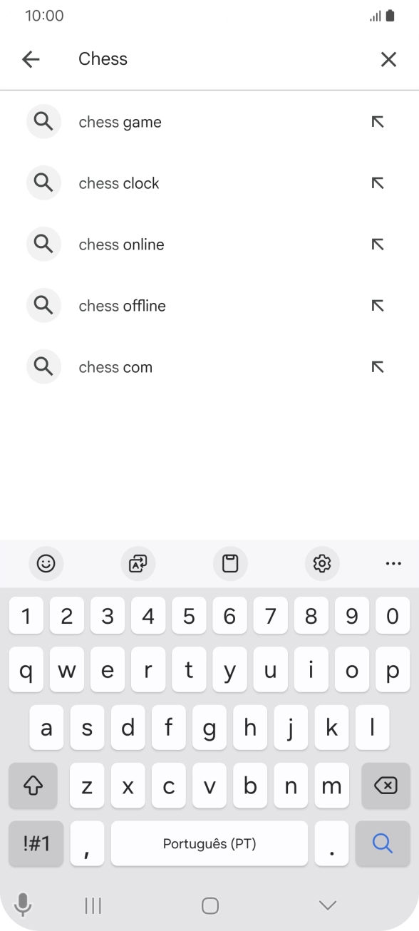 Introduza o nome ou categoria da app pretendida e prima o ícone para pesquisar.