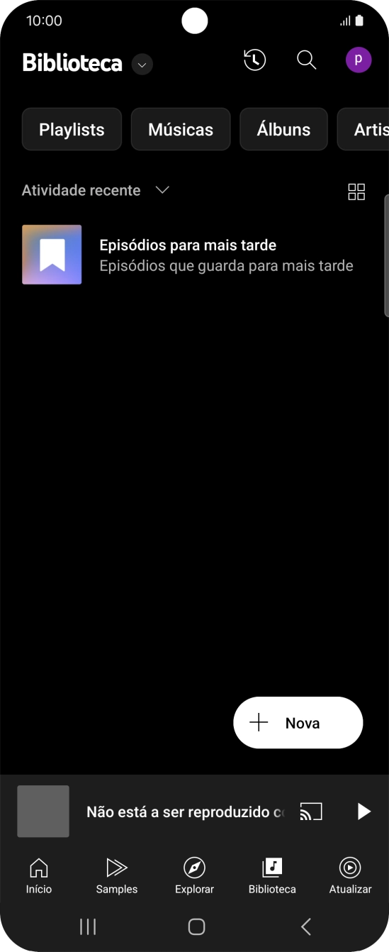 Prima a lista suspensa.