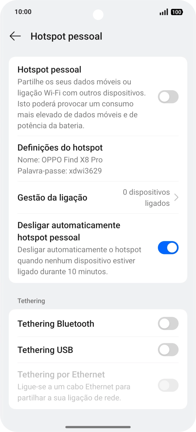 Prima Definições do hotspot.
