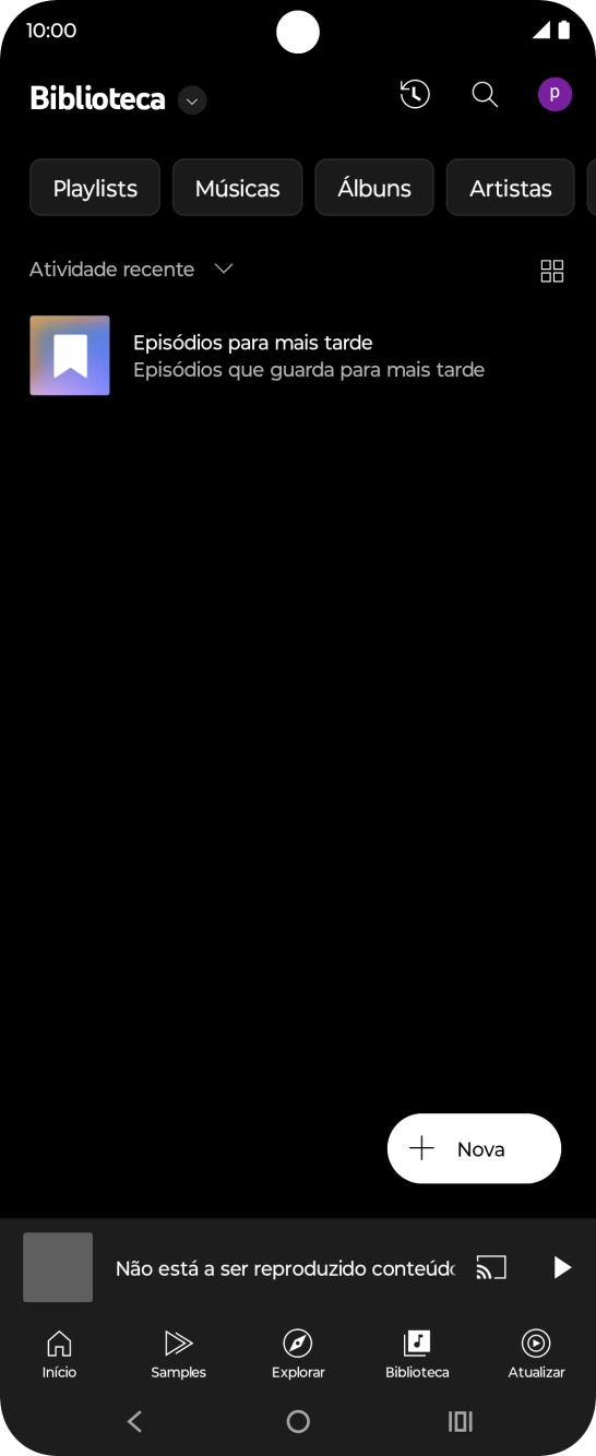 Prima a lista suspensa.