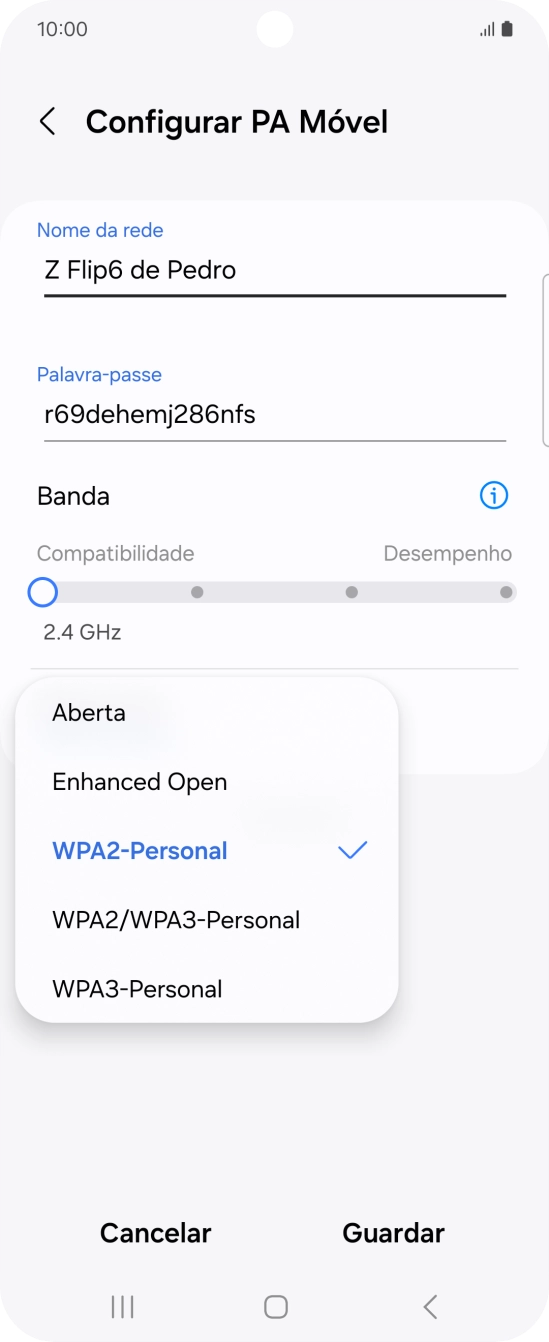 Prima WPA3-Personal para proteger o hotspot Wi-Fi com uma password.