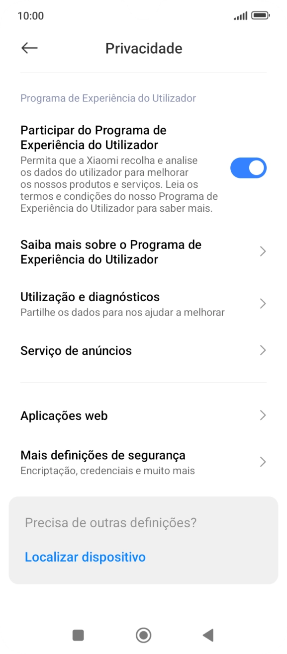 Prima Mais definições de segurança.
