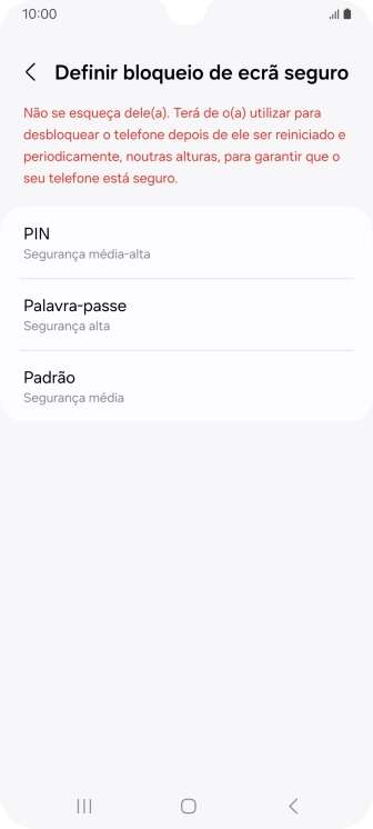 Prima o código de bloqueio do telefone pretendido e siga as indicações no ecrã para estabelecer um código de bloqueio adicional.