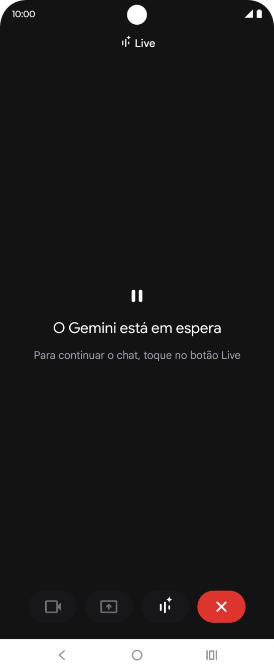 Para reiniciar a conversa, prima o ícone para retomar.