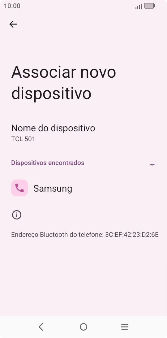 Prima o dispositivo Bluetooth pretendido e siga as indicações no ecrã para emparelhar o dispositivo pretendido com o telefone.