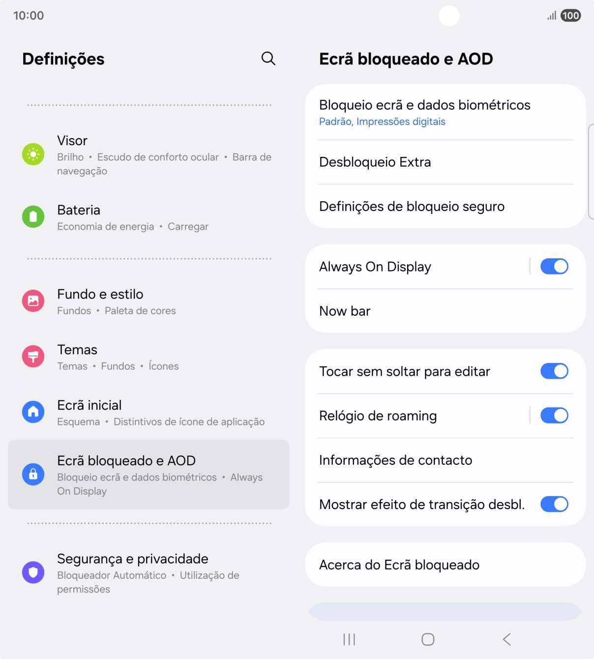Prima Bloqueio ecrã e dados biométricos e introduza o código adicional de bloqueio do telefone que criou anteriormente.